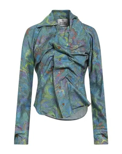 Vivienne Westwood Woman Shirt Slate Blue Size 8 Cotton In Multi
