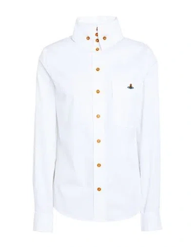 Vivienne Westwood Orb Logo Embroidered Drunken Shirt In White