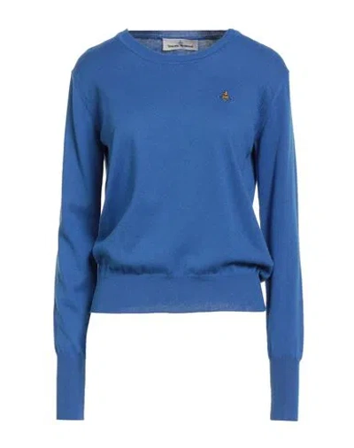 Vivienne Westwood Woman Sweater Bright Blue Size L Cotton, Cashmere