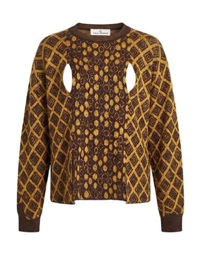 Vivienne Westwood Woman Sweater Brown Size M Linen, Cotton, Polyamide, Wool