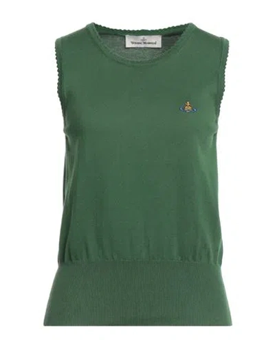 Vivienne Westwood Woman Sweater Dark Green Size S Cotton In Beige
