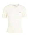 Vivienne Westwood 'bea' Cream White Cropped T-shirt With Orb Embroidery In White
