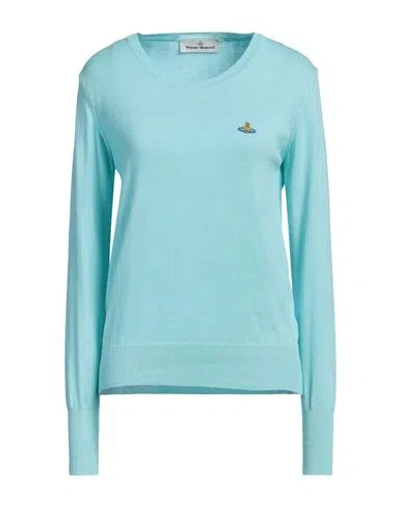 Vivienne Westwood Woman Sweater Turquoise Size L Cotton In Blue