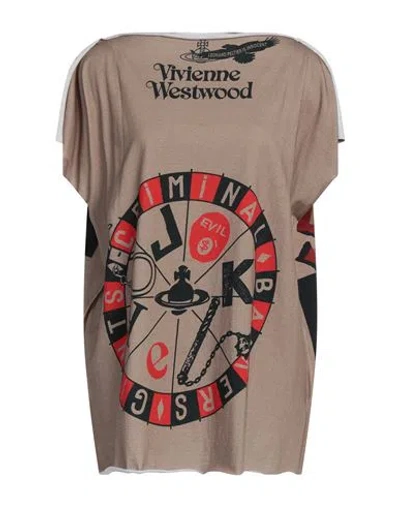 Vivienne Westwood Woman T-shirt Beige Size Onesize Cotton In Gray
