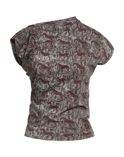 Vivienne Westwood Woman T-shirt Burgundy Size L Cotton In Multi