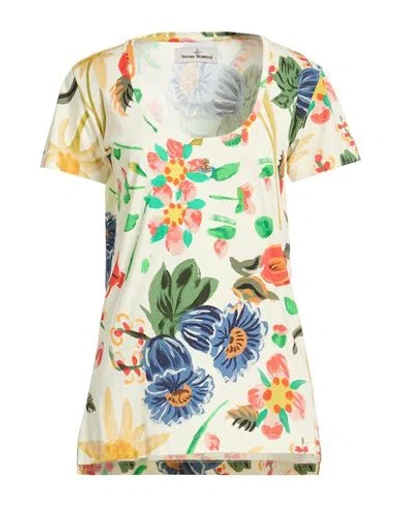 Vivienne Westwood Woman T-shirt Cream Size L Cotton, Elastane In Multi