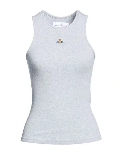 Vivienne Westwood Woman Tank Top Grey Size L Cotton, Elastane In Blue