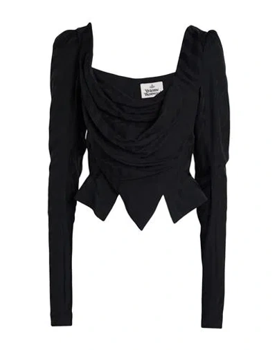 Vivienne Westwood Woman Top Black Size 12 Modal, Viscose