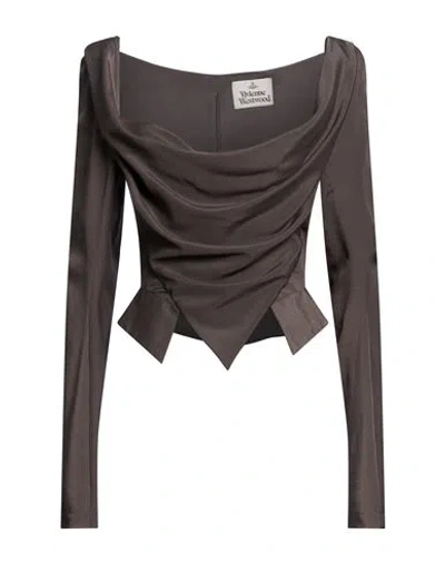 Vivienne Westwood Woman Top Charcoal Size 4 Polyester In Gray