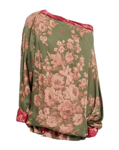 Vivienne Westwood Woman Top Military Green Size 0 Viscose, Metallic Fiber, Polyester In Multi