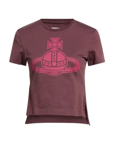 VIVIENNE WESTWOOD VIVIENNE WESTWOOD WOMAN T-SHIRT BURGUNDY SIZE M COTTON