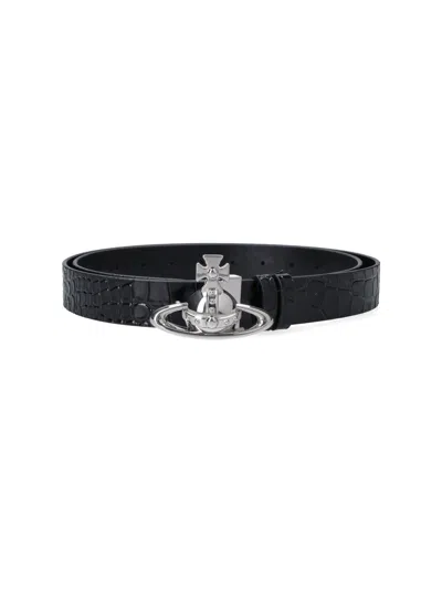 Vivienne Westwood Women's 100% Calf Leather Belt In Black