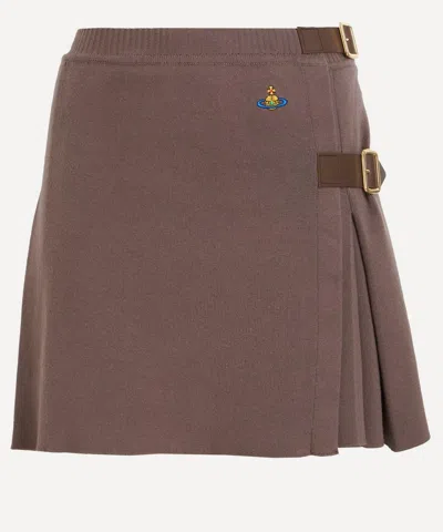Vivienne Westwood Women's Bea Cotton-cashmerekilt Mini Skirt In Brown