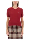 Vivienne Westwood Red Embroidered Logo Sweater In Bordeaux