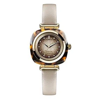 Pre-owned Vivienne Westwood [] Women's Becton Brown X Gold Greige Leather Vv141bg Watch