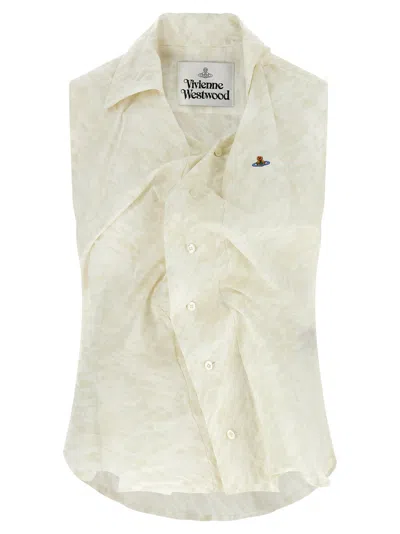 Vivienne Westwood Ss Drunken Shirt Woman Shirt Off White Size 8 Cotton
