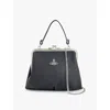 Vivienne Westwood Womens Black Granny Frame Faux-leather Top Handle Bag In Black