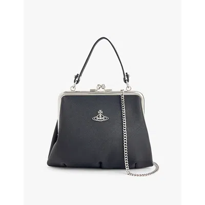 Vivienne Westwood Womens Black Granny Frame Faux-leather Top Handle Bag