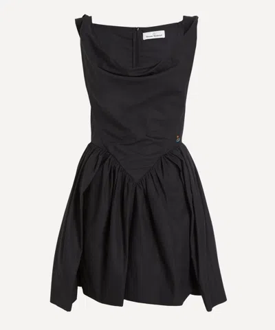 Vivienne Westwood Sunday Black Sleeveless Mini Dress With Corset Bodice And Orb Embroidery On The Front In Cotton Woma