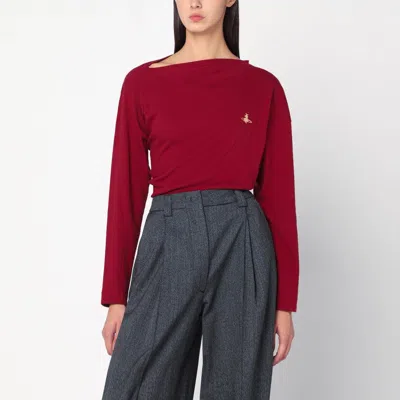 Vivienne Westwood Brick Red Asymmetrical Top With Orb Logo