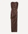 Vivienne Westwood Long Fond Draped-veck Maxi Dress In Brown
