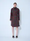 Vivienne Westwood Wool Coat Belted Waist Checkered Pattern In Multi