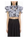 Vivienne Westwood Printed Tie-neck Cotton Cropped Top In Multicolor