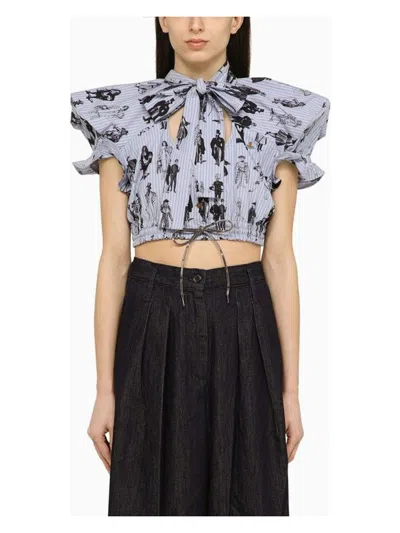 VIVIENNE WESTWOOD WOMEN'S COTTON BOW AND SHOULDER TOP | SIZE 40 | 1501005NW00RE