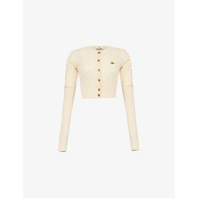 Vivienne Westwood Womens Cream Samantha Cropped Cotton And Cashmere-blend Cardigan