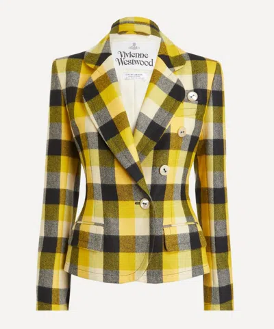 Vivienne Westwood Georgia Jacket Check Wool Pixel-check 44 Women In Yellow