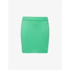 VIVIENNE WESTWOOD VIVIENNE WESTWOOD WOMEN'S GREEN BEA LOGO-EMBROIDERED COTTON-KNIT MINI SKIRT