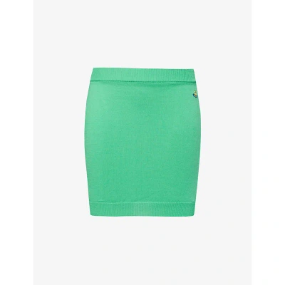Vivienne Westwood Womens Green Bea Logo-embroidered Cotton-knit Mini Skirt