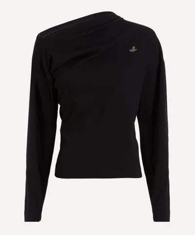 Vivienne Westwood Women's Hebo Draped Long-sleeve Top In Black