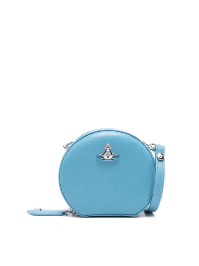 Vivienne Westwood Women's Logo Nappa Mini Round Crossbody Bag In Blue