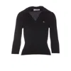 Vivienne Westwood Ribbed Texture V-neck Polo With Long Sleeves