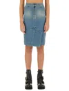 Vivienne Westwood Organic Cotton Denim Midi Skirt With Asymmetric Hem In Denim