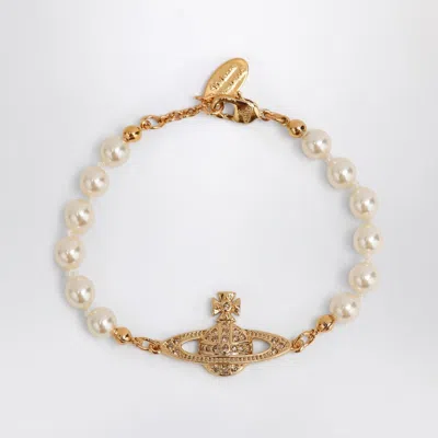 Vivienne Westwood Women's Mini Bas Relief Ivory Bracelet Gold In Multi