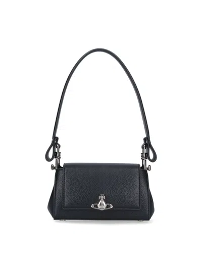 Vivienne Westwood Women's Pebbled Faux Leather Shoulder Bag With Top Handle In Black