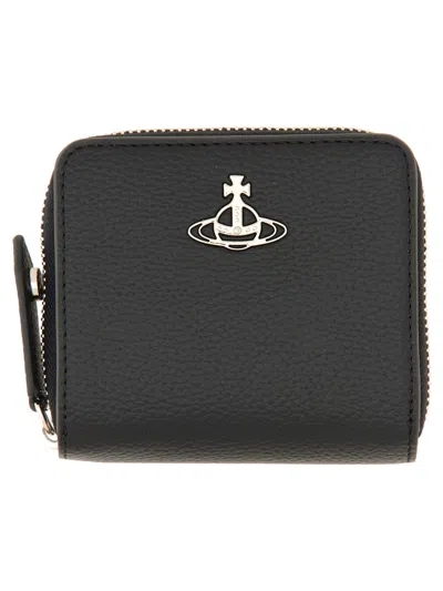 Vivienne Westwood Medium Zippered Wallet In Black