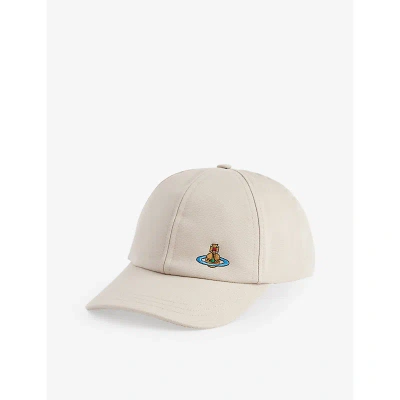 Vivienne Westwood Womens Sand Brand-embroidered Cotton-canvas Baseball Cap