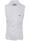 Vivienne Westwood Draped Buttoned Collared Sleeveless Top In White