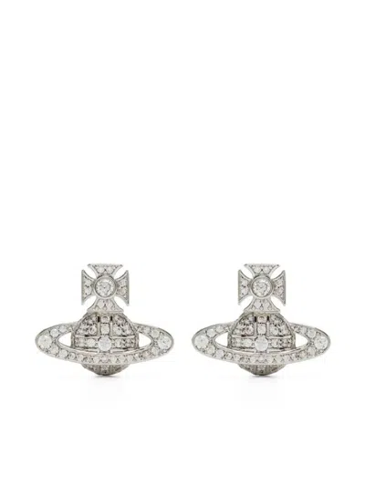 Vivienne Westwood Women Silver Crystal Embellished Stud Earrings In Metallic