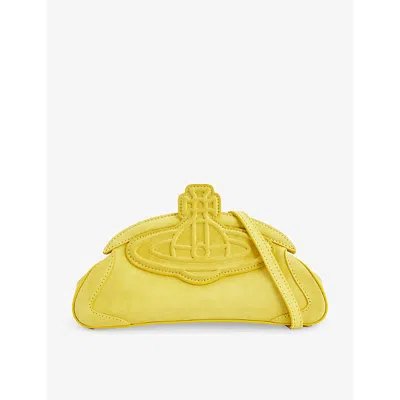 Vivienne Westwood Womens Yellow Amber Suede Clutch Bag In Burgundy
