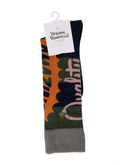 Pre-owned Vivienne Westwood Womens Long Socks W/tags In Neutrals