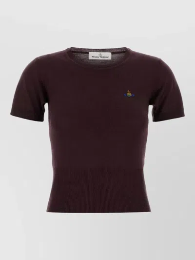 Vivienne Westwood Wool Bea Sweater Crew Neck Short Sleeves In Brown