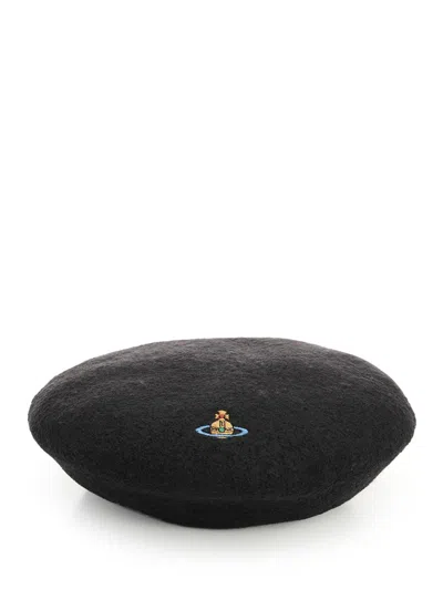 Vivienne Westwood Wool Beret Hats Black In Brown