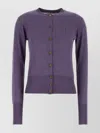 Vivienne Westwood Wool Blend Bea Cardigan With Ribbed Cuffs And Hem In Purple