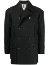 Vivienne Westwood Stripped Wool-blend Peacoat In Black
