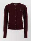 Vivienne Westwood Wool Cardigan With Long Sleeves And Crew Neck In Burgundy