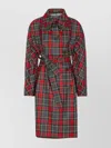 Vivienne Westwood Wool Coat Belted Waist Checkered Pattern In Multi